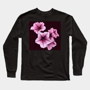 Pink Petunia Flowers Long Sleeve T-Shirt